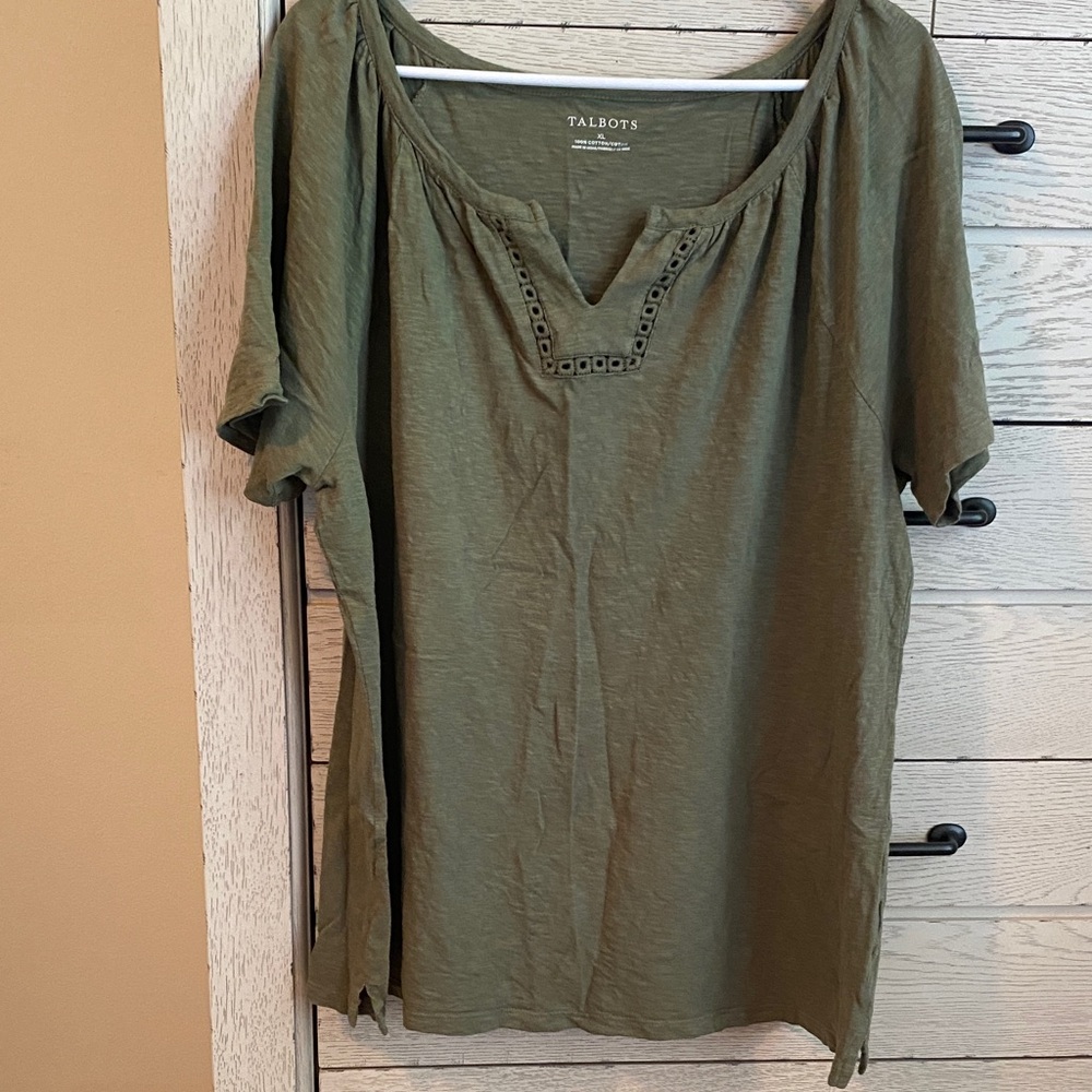 Talbots Olive Short Sleeve Top